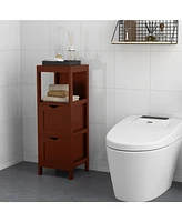 Costway Bathroom Floor Cabinet Freestanding Side Storage Organizer with 2 Removable Drawers