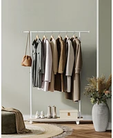 Slickblue Clothes Rack with Wheels, Garment Rack for Hanging Clothes with Shelf