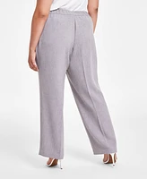 Kasper Plus Solid Pull-On Elastic-Back Mid-Rise Pants