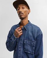 Mode of One Men's Regular-Fit Denim Cargo Overshirt, Created for Macy's