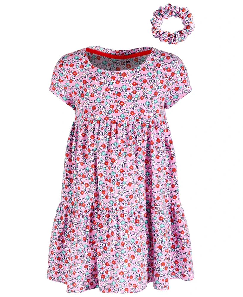 Epic Threads Toddler Girls Ditsy Floral-Print Tiered Dress With Scrunchie, Created for Macy's