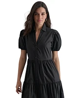 Dkny Women's Puffed-Sleeve Tiered Shirtdress