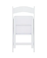 Elama 4 Piece Plastic Folding Resin Chair in White with Removable Seat Pad