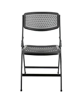 Elama 4 Piece Plastic Mesh Folding Chair in Black