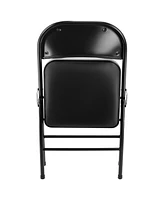 Elama 4 Piece Metal Folding Chair with Padded Seats in Black