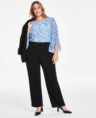 Kasper Plus High Rise Wide Leg Pants