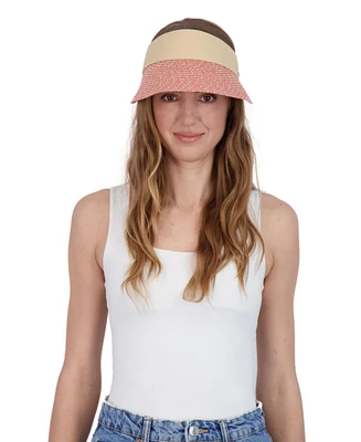 Tahari New York Tahari Women's Marled Straw Visor Hat with Fabric Band