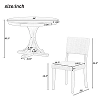 Streamdale Furniture 5-Piece Retro Round Dining Table Set With Curved Trestle Style Table Legs And 4