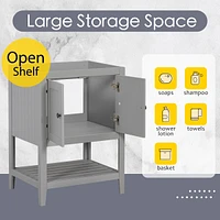 24 Bathroom Vanity Base Only, Soild Wood Frame, Bathroom Storage Cabinet With Doors And Open