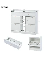 Streamdale Furniture 2-Tier Shoe Cabinet with 4 Flip Drawers, White