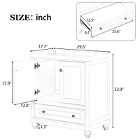 30" Bathroom Vanity Base Cabinet, Doors & Drawer