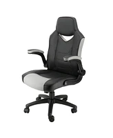 Elama High Back Adjustable Faux Leather Office Chair in Black and Gray