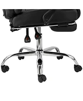 Elama High Back Adjustable Faux Leather Office Chair in Black with Adjustable Footrest