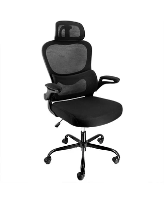 Elama High Back Adjustable Mesh and Fabric Office Chair with Metal Base Head Rest