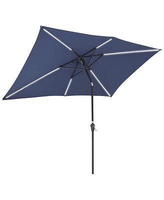 Yescom 10x6.5 Ft Solar Powered Patio Umbrella with Tilt and Crank Outdoor Poolside Yard