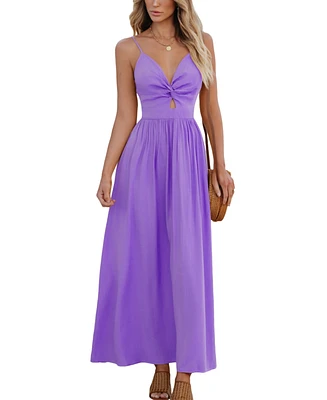 Cupshe Women's Front Twist & Keyhole Maxi Beach Dress