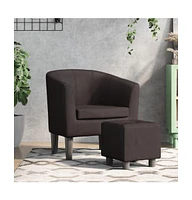 vidaXL Tub Chair with Footstool Brown Faux Leather