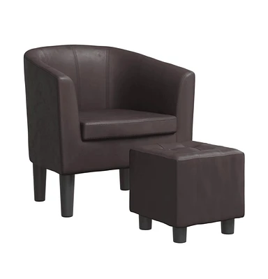 vidaXL Tub Chair with Footstool Brown Faux Leather