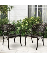 Pcs Cast Aluminum Patio Chairs Set of All Weather Outdoor Dining Chairs with Armrests