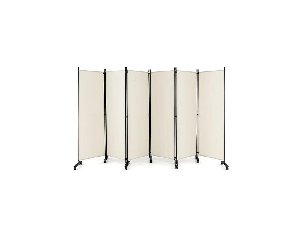 Slickblue 6 Panel 5.7 Feet Tall Rolling Room Divider on Wheels