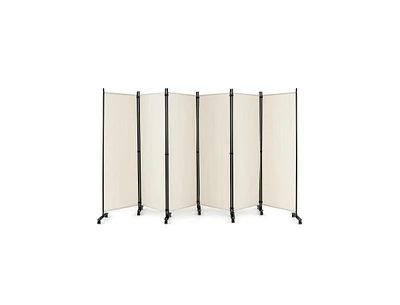 Slickblue 6 Panel 5.7 Feet Tall Rolling Room Divider on Wheels