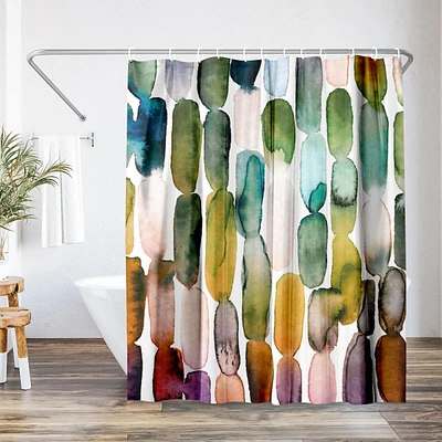 71x74 Abstract Shower Curtain - Watercolor Strokes by Lisa Nohren