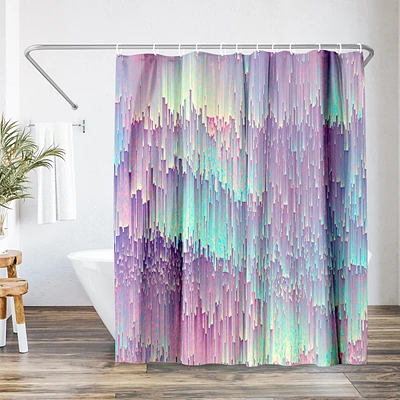 Americanflat 71x74 Shower Curtain - Abstract Design - Iridescent Glitches by Emanuela Carratoni