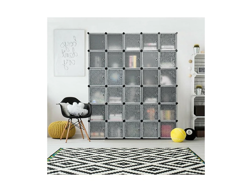 Slickblue Diy 30 Cube Portable Closet Clothes Wardrobe Cabinet