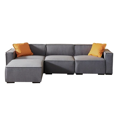 Simplie Fun Modular Sofa L Shaped With Convertible Ottoman Chaise