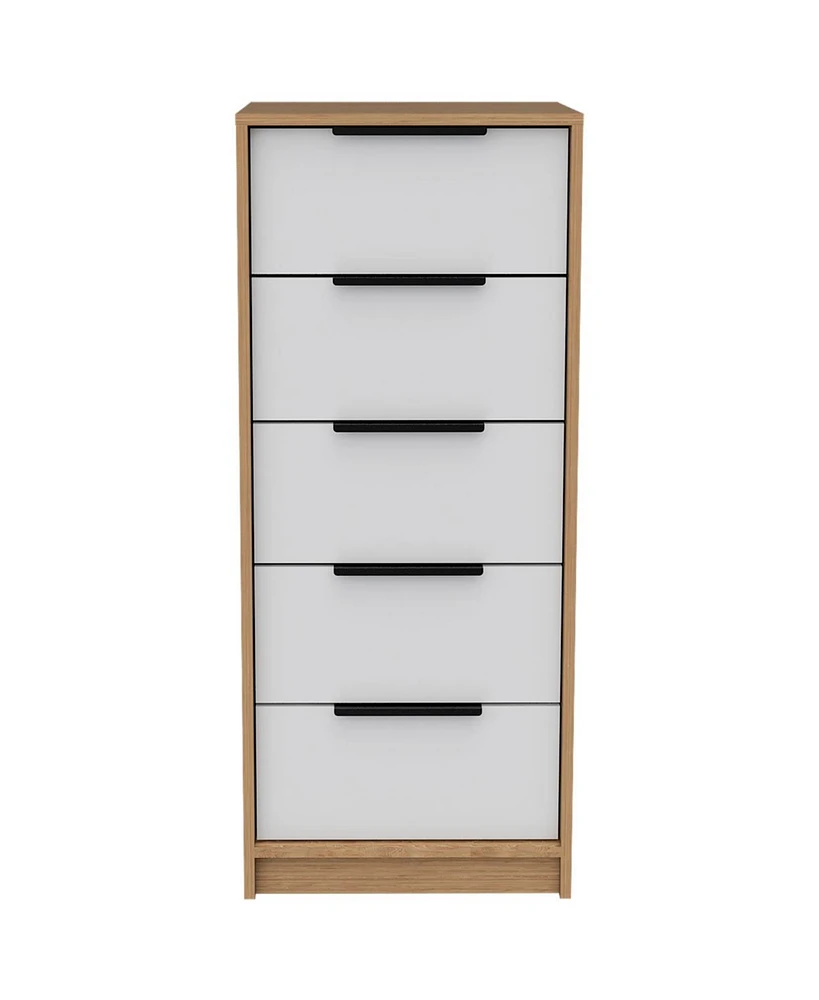 Streamdale Furniture Kaia 5 Drawer Dresser, Vertical Dresser - White Pine