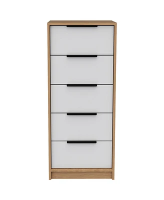 Simplie Fun Kaia 5 Drawer Dresser, Vertical Dresser - White Pine