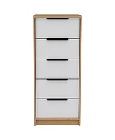 Streamdale Furniture Kaia 5 Drawer Dresser, Vertical Dresser - White Pine