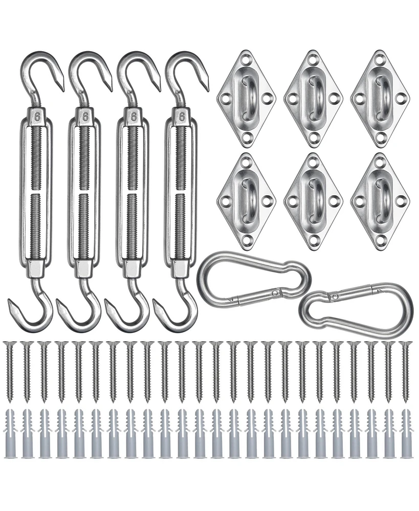 Yescom Triangle Sun Shade Sail Hardware Kit 304 Anti-Rust Stainless Steel Lawn 2 Pack