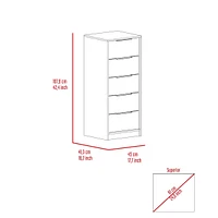 Kaia 5 Drawer Dresser, Vertical Dresser - Smokey Oak White