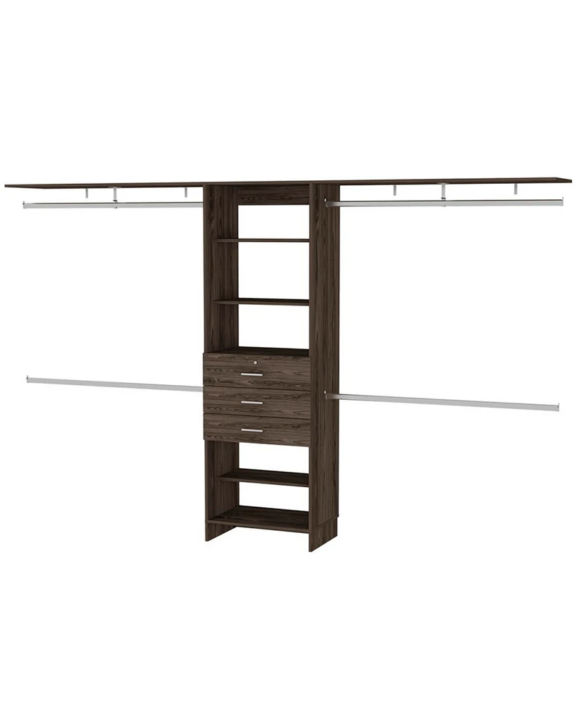 Simplie Fun Brentwood 3-Drawer 4-Shelf Closet System Dark Walnut