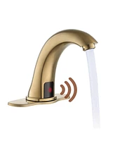 Mondawe Single Hole Touchless Bathroom Sink Faucet Sensor Basin with Deck Plate