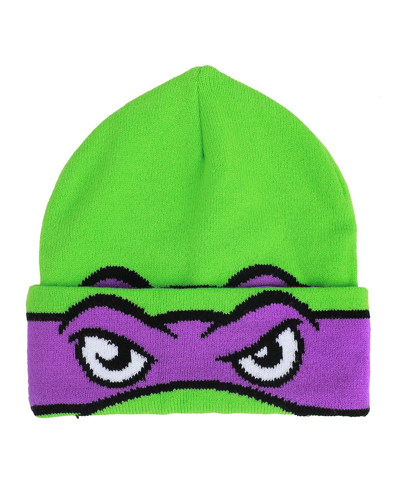 Teenage Mutant Ninja Turtles Men's Tmnt Rolldown Donny Adult Acrylic Mesh Eye Green Beanie