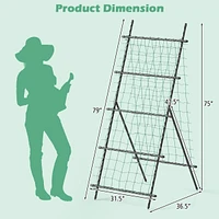 74" Garden Cucumber Trellis for Plant Climbing with Pe-Coated Frame, Trellis Net