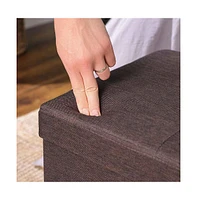 Slickblue Ottoman Bench Folding Storage Chest Foot Rest Stool With Wooden Divide