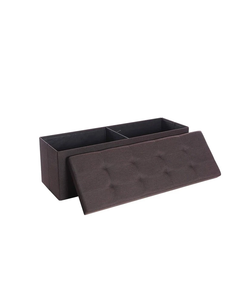 Slickblue Ottoman Bench Folding Storage Chest Foot Rest Stool With Wooden Divide