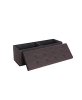 Slickblue Ottoman Bench Folding Storage Chest Foot Rest Stool With Wooden Divide