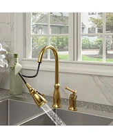 Mondawe Luxury 3 holes Widespread Single Handle Kitchen Faucet with 360 Degree