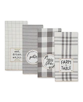 Design Imports Home Sweet Farmhouse Kitchen Collection, Dishtowel Set, 18x28", Gray, 4 Count