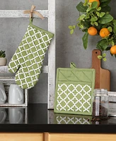 Design Imports Lattice Basics Collection Kitchen Essentials, Oven Mitt Potholder Set, Antique Green, 2, Piece