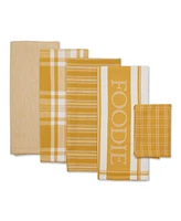 Design Imports Everyday Collection Foodie Kitchen Set, Dishtowel Dishcloth, Honey Gold, 5 Piece