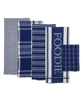 Design Imports Everyday Collection Foodie Kitchen Set, Dishtowel Dishcloth, Nautical Blue, 5 Piece