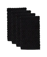 Design Imports Luxury Bar Mop Collection Chevron Dishtowel Set, 16x19", Black, 4 Piece