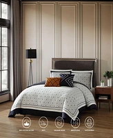 Bebejan Geometric Black & White Bedding 200 Thread Count 100% Cotton Sateen 5 Piece Reversible Queen Comforter Set