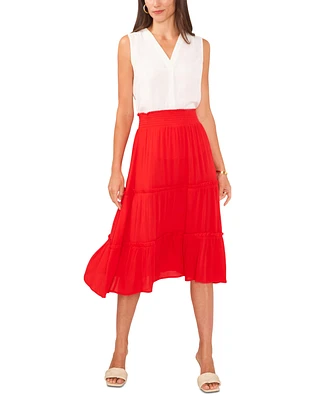 Vince Camuto Women's Solid-Color Tiered Pull-On Skirt