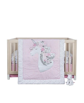 Sammy & Lou Unicorn Floral 4 Piece Crib Bedding Set